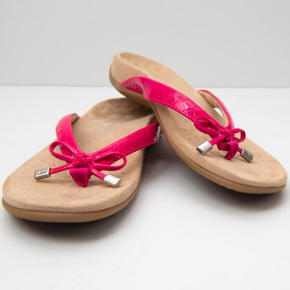 Vionic Bella Sandal Thong Toe Post Leather Shoes Dragonfruit Hot Pink Size 7 - Picture 1 of 7